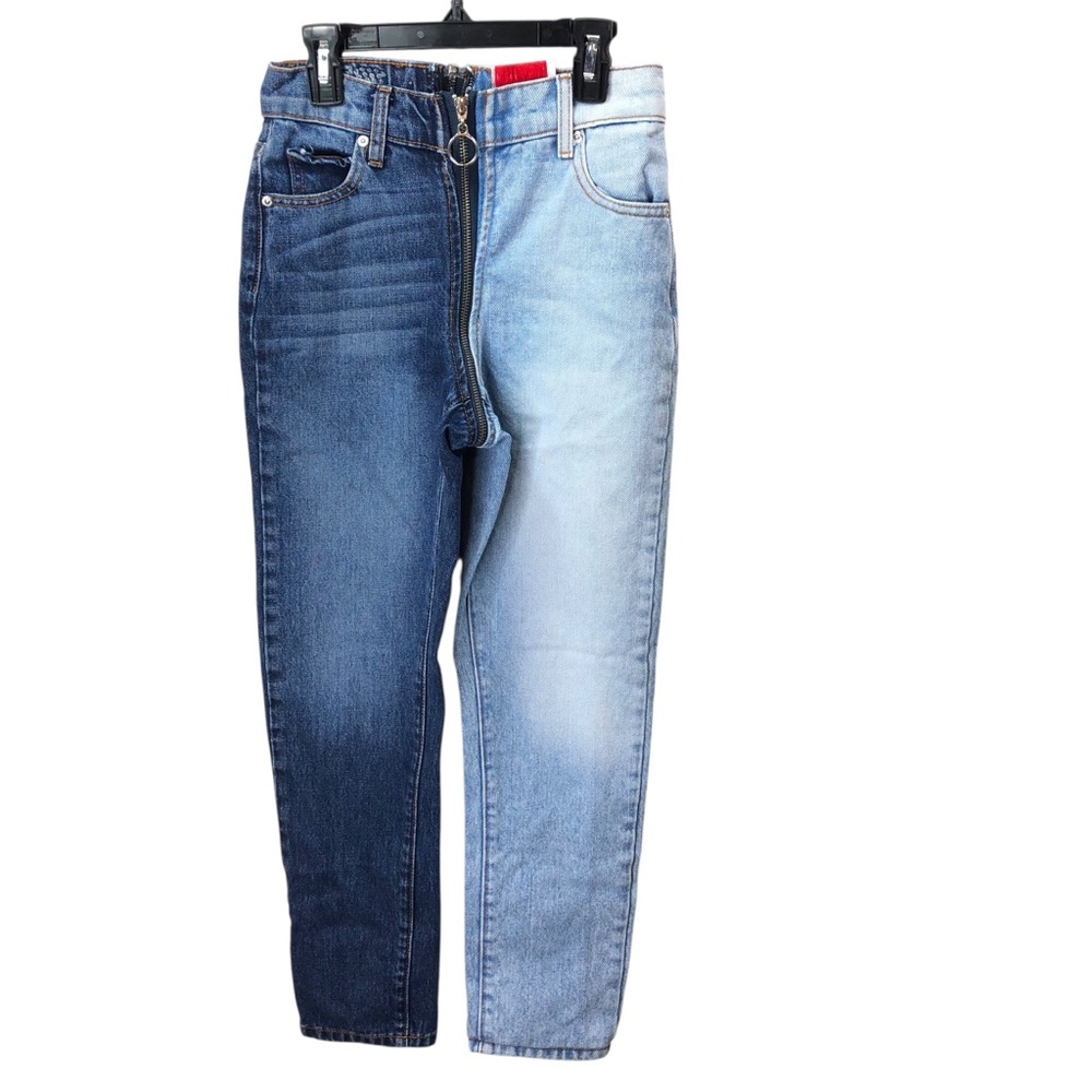 Revice Yin Yang Tokyo Wash Jeans Full Zip Split 2 Toned Crop Sz 23 Retro Casual - Picture 3 of 8